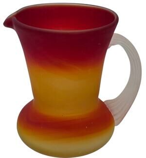 VINTAGE PILGRIM GLASS AMBERINA APPLIED HANDLE CREAMER